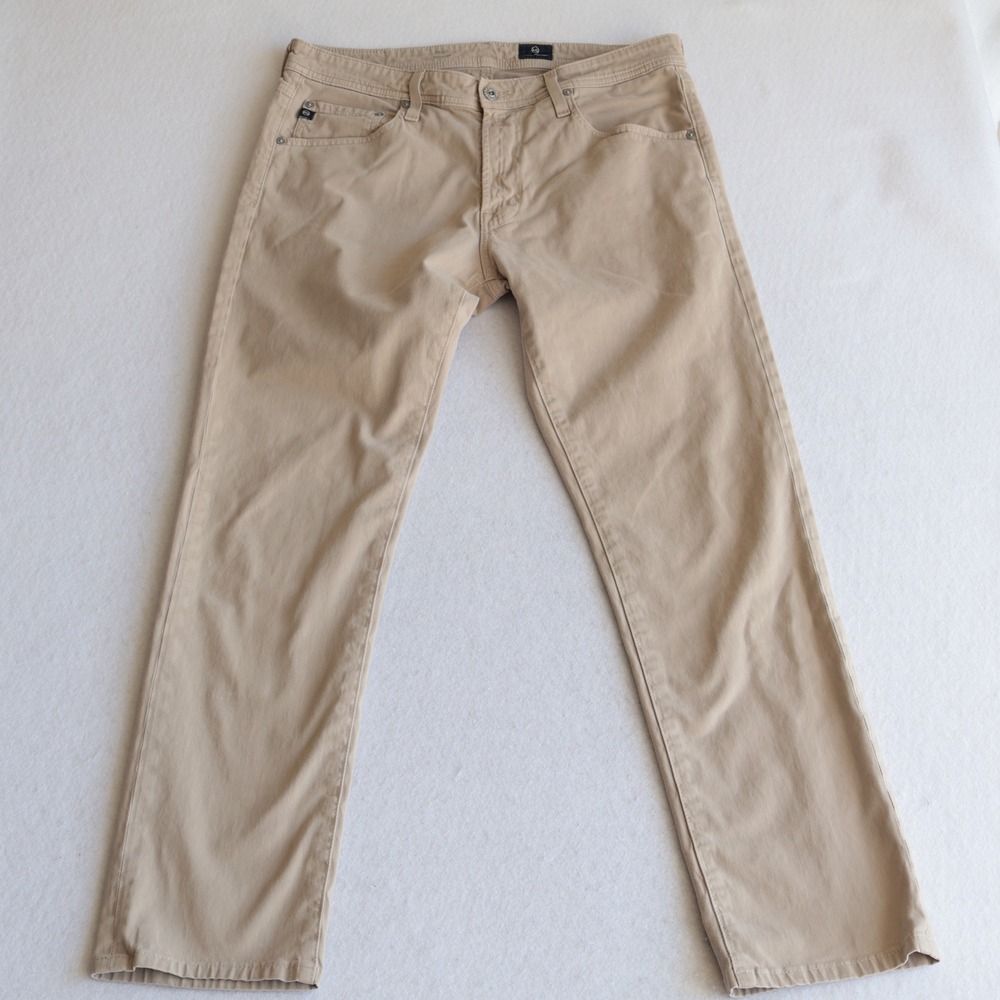AG Adriano Goldschmied Tellis Modern Slim Pants Tan Khaki Mens 34x34